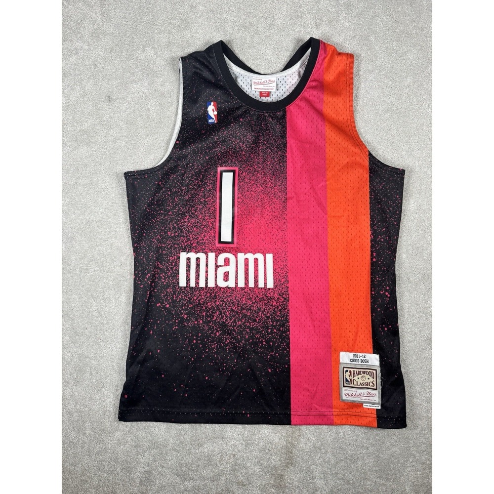 Mitchell & Ness Miami Heat Black Pink Orange Jersey